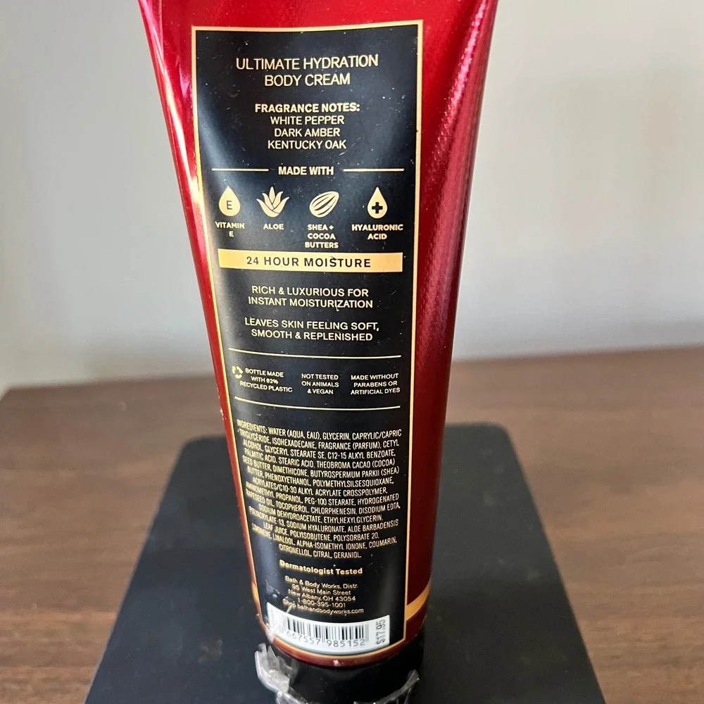 Bath & Body Works Bourbon Men Ultimate Hydration Body Cream 8oz Shea Hyaluronic
